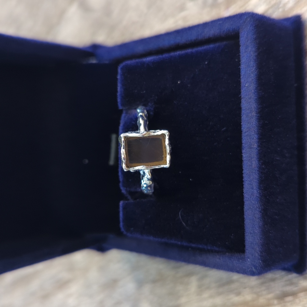 NWT 925 Silver and Genuine Smokey Quartz Gemstone Ring size 5 - Picture 3 of 4